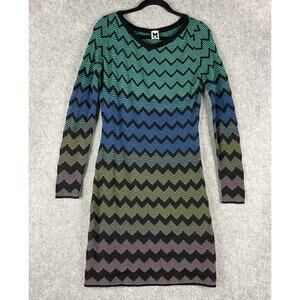 M Missoni Sweater Dress Womens IT 46 US 10 Chevron Bodycon Knit Retro Colorful